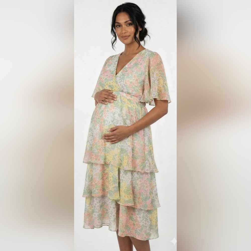 Motherhood Maternity Floral Layered Dress Size L